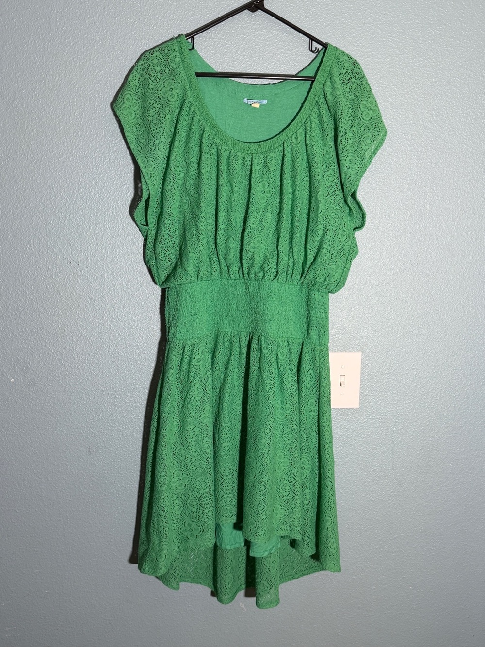 Anthropologie Leifnotes Green Lace Tiered Midi Dress